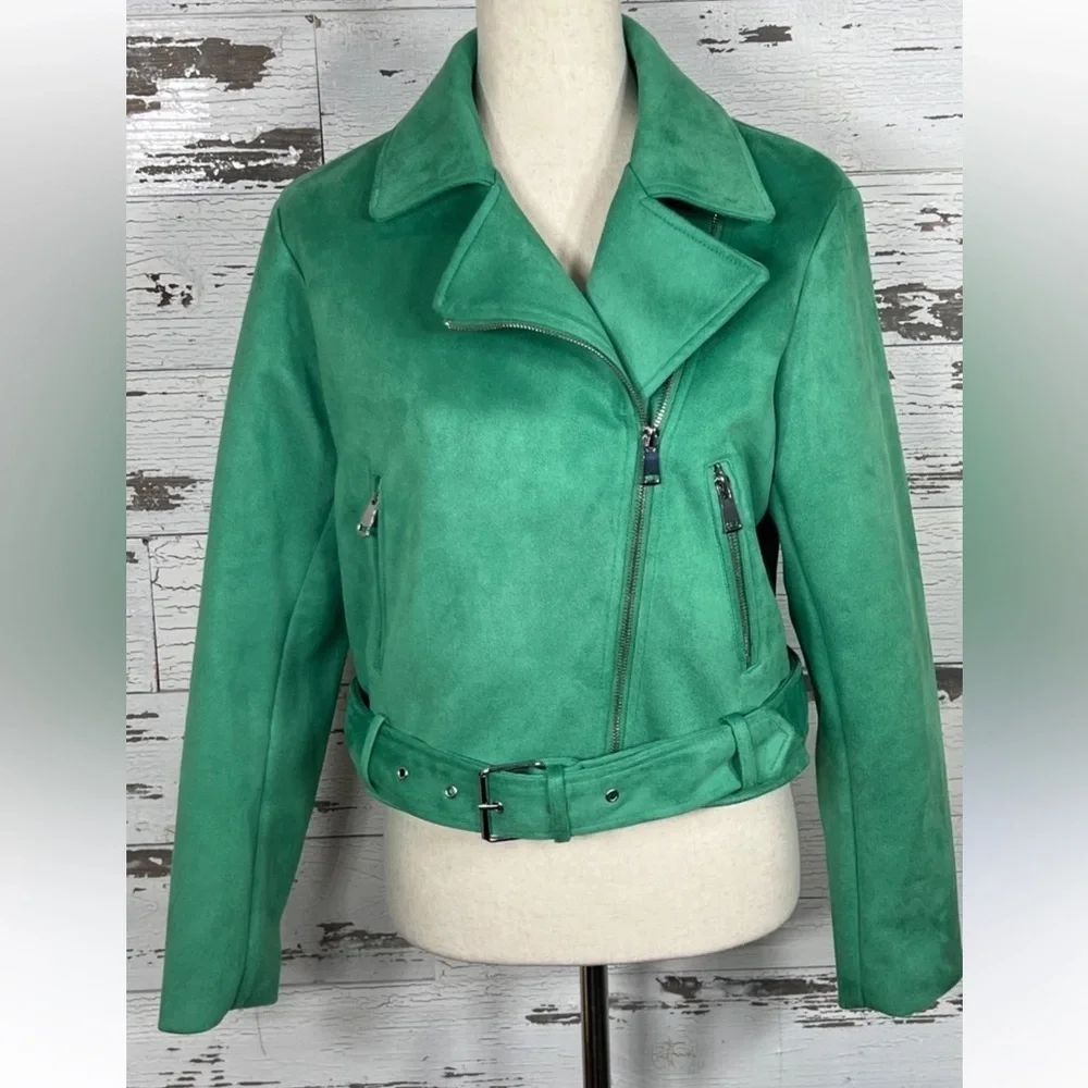 Green Suede Women's Jacket - Picture 3 of 6
